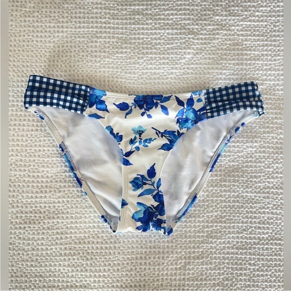 Lands’ End Sunrise Swim Collection Floral/Gingham Bikini Bottoms - XS